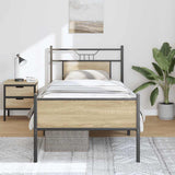 Bed frame without mattress sonoma oak 75x190 cm