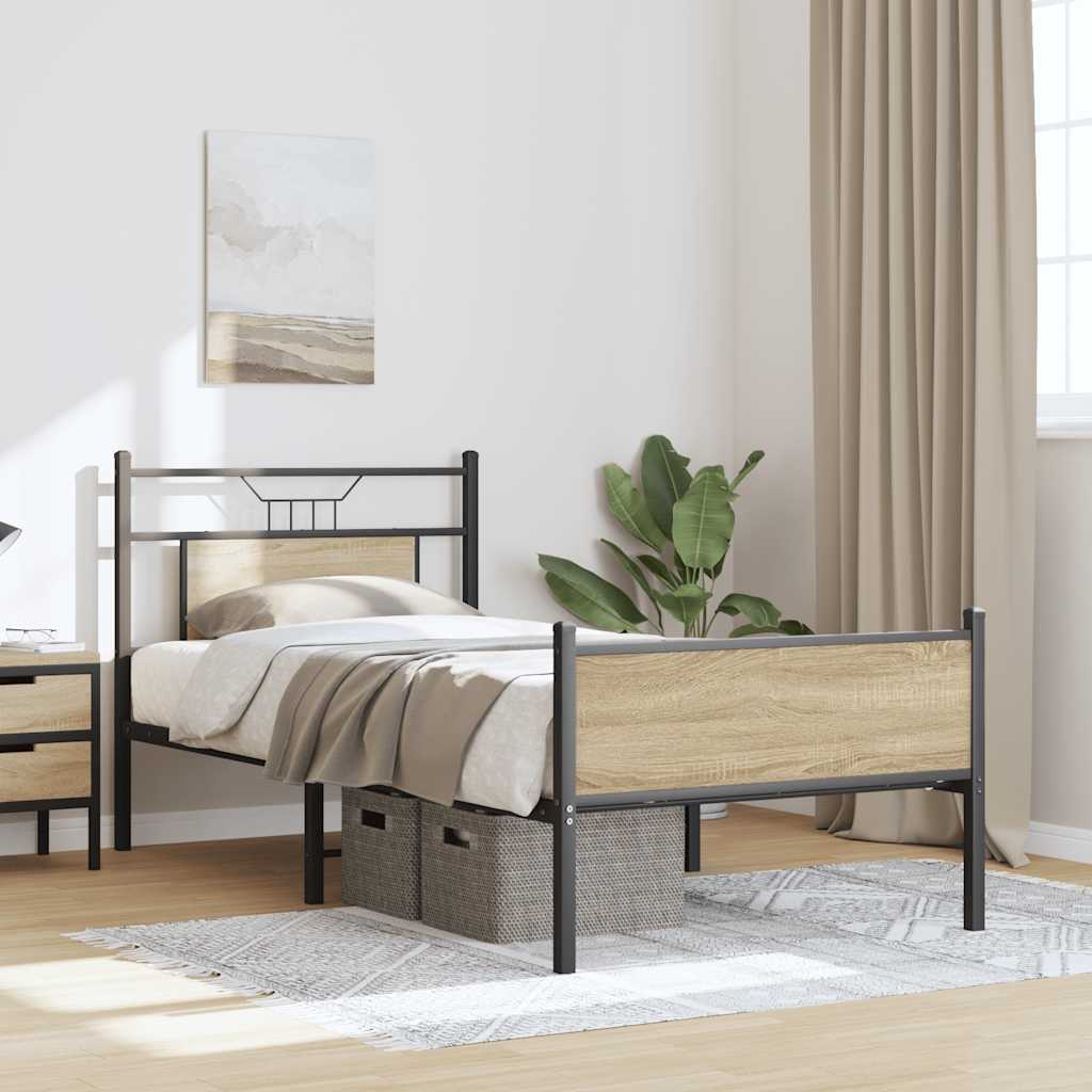 Bed frame without mattress sonoma oak 75x190 cm