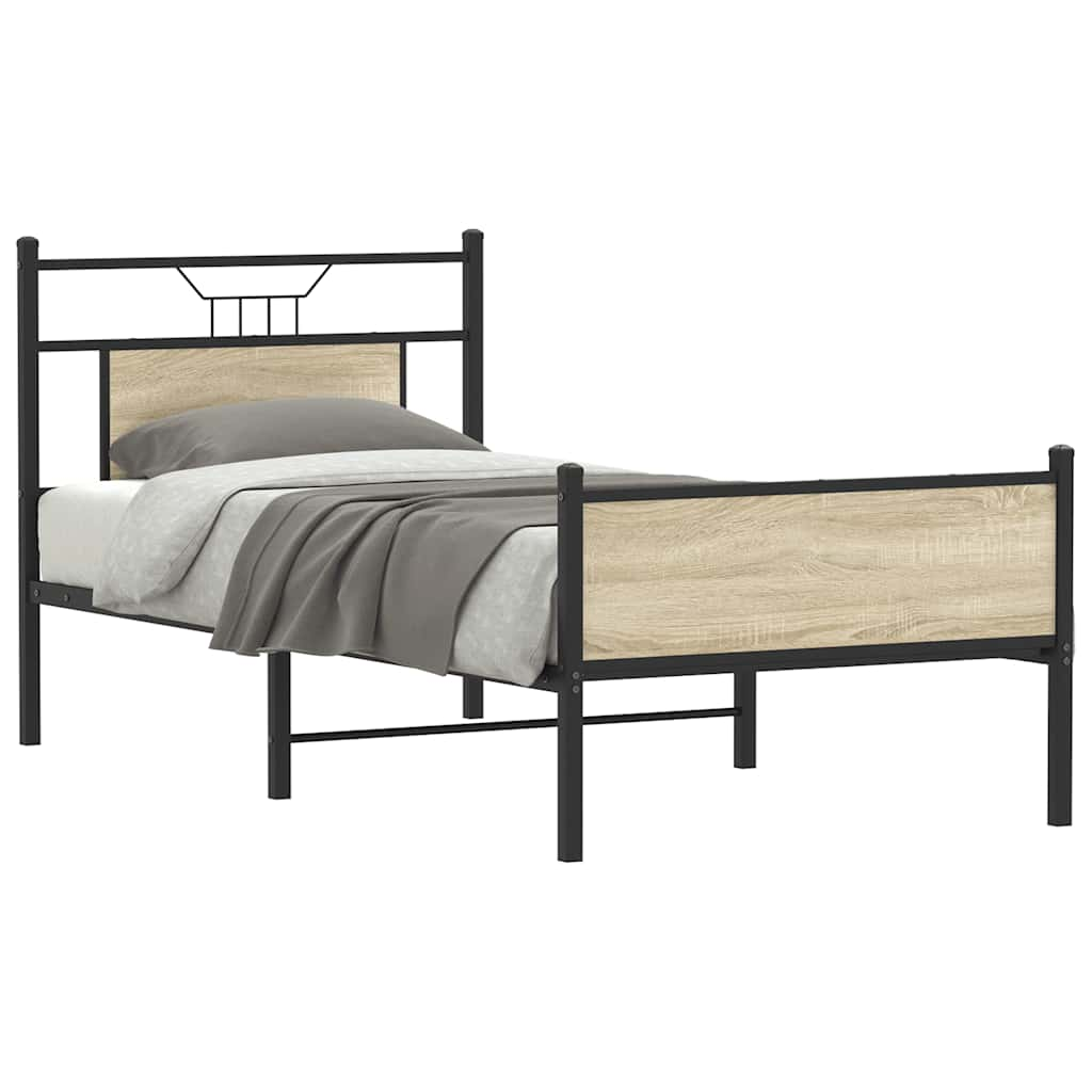 Bed frame without mattress sonoma oak 75x190 cm