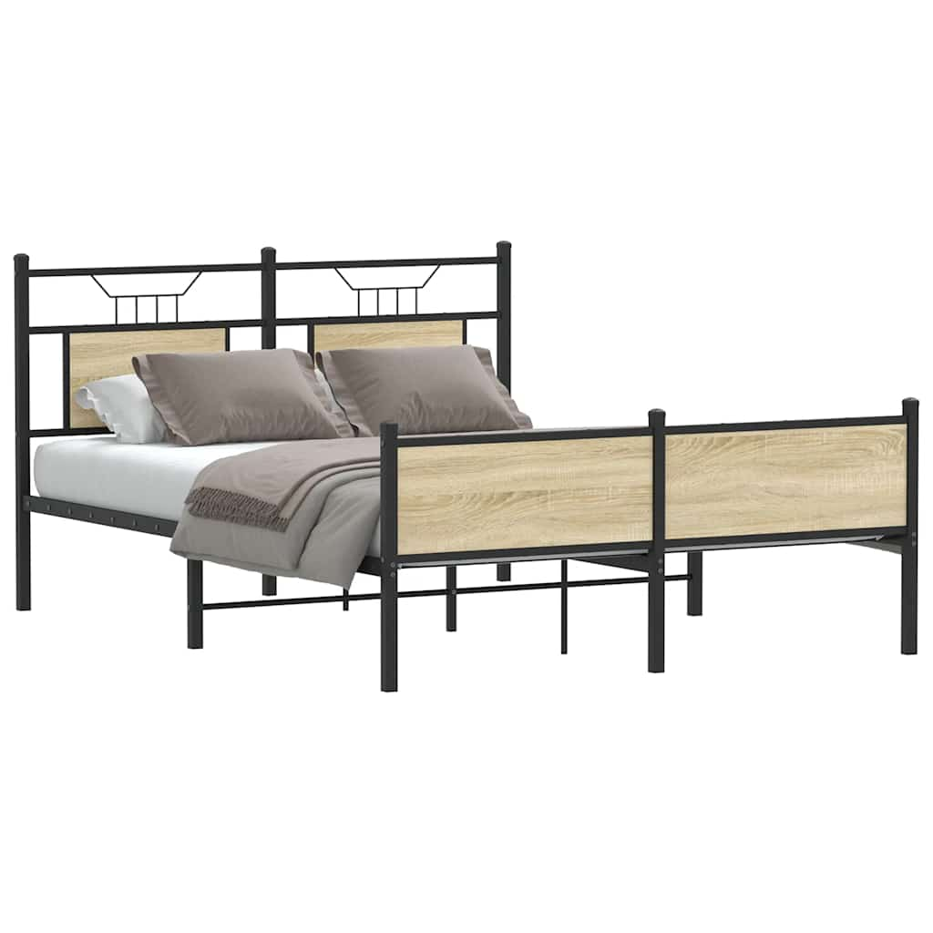 Cadre de lit sans matelas chêne sonoma 137x190 cm