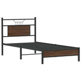 Bed frame without mattress brown oak 75x190cm engineered wood