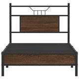 Bed frame without mattress brown oak 75x190cm engineered wood