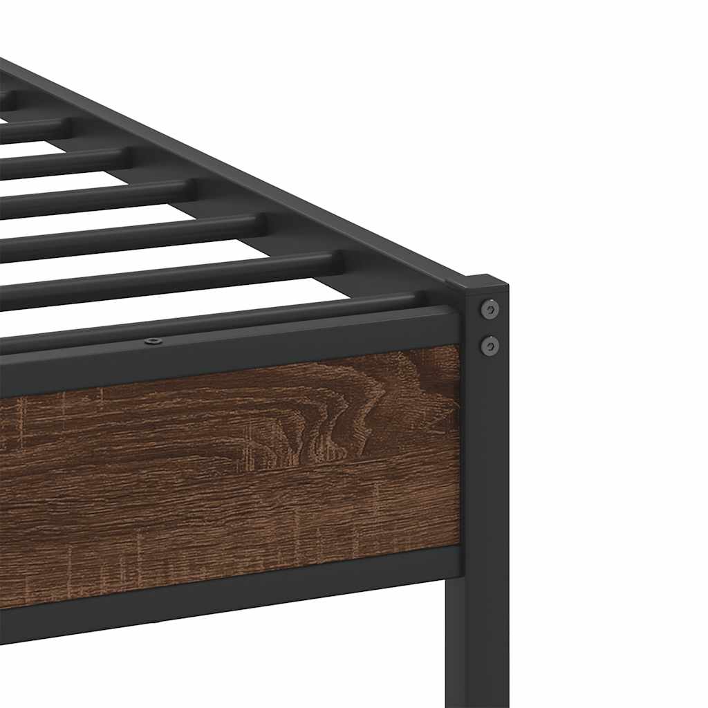 Bed frame without mattress brown oak 75x190cm engineered wood