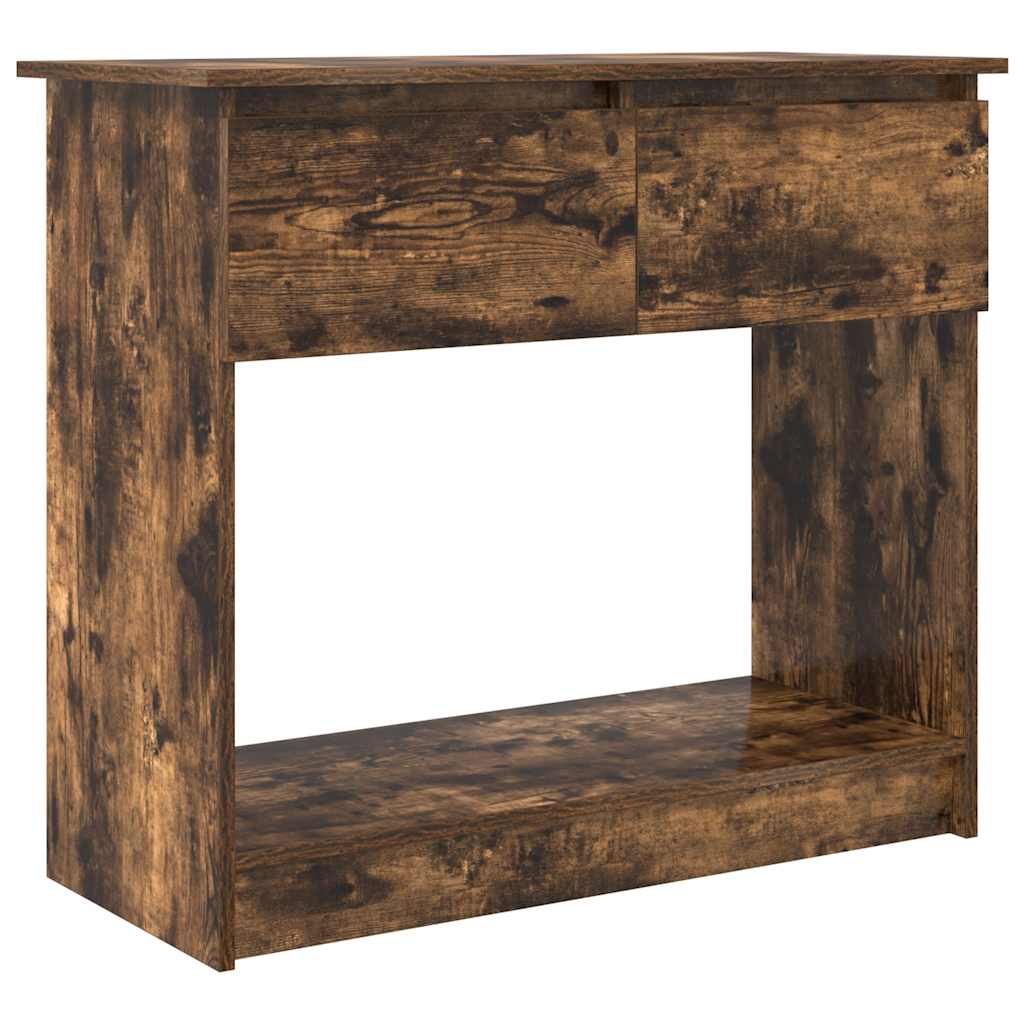 Table console avec tiroirs chêne fumé 85,5x38,5x74,5 cm