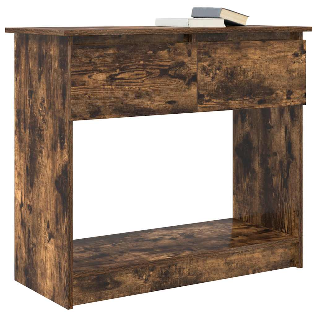 Table console avec tiroirs chêne fumé 85,5x38,5x74,5 cm