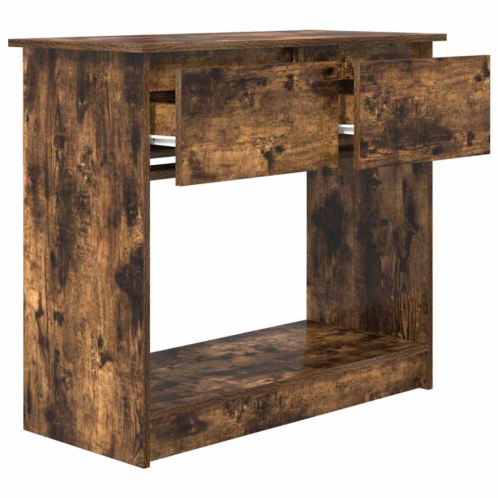 Table console avec tiroirs chêne fumé 85,5x38,5x74,5 cm