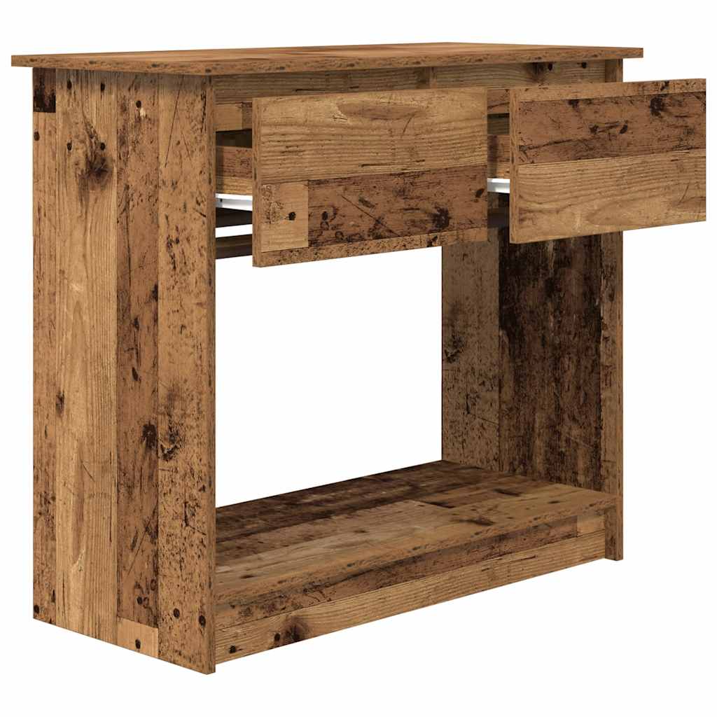 Table console avec tiroirs vieux bois 85,5x38,5x74,5 cm