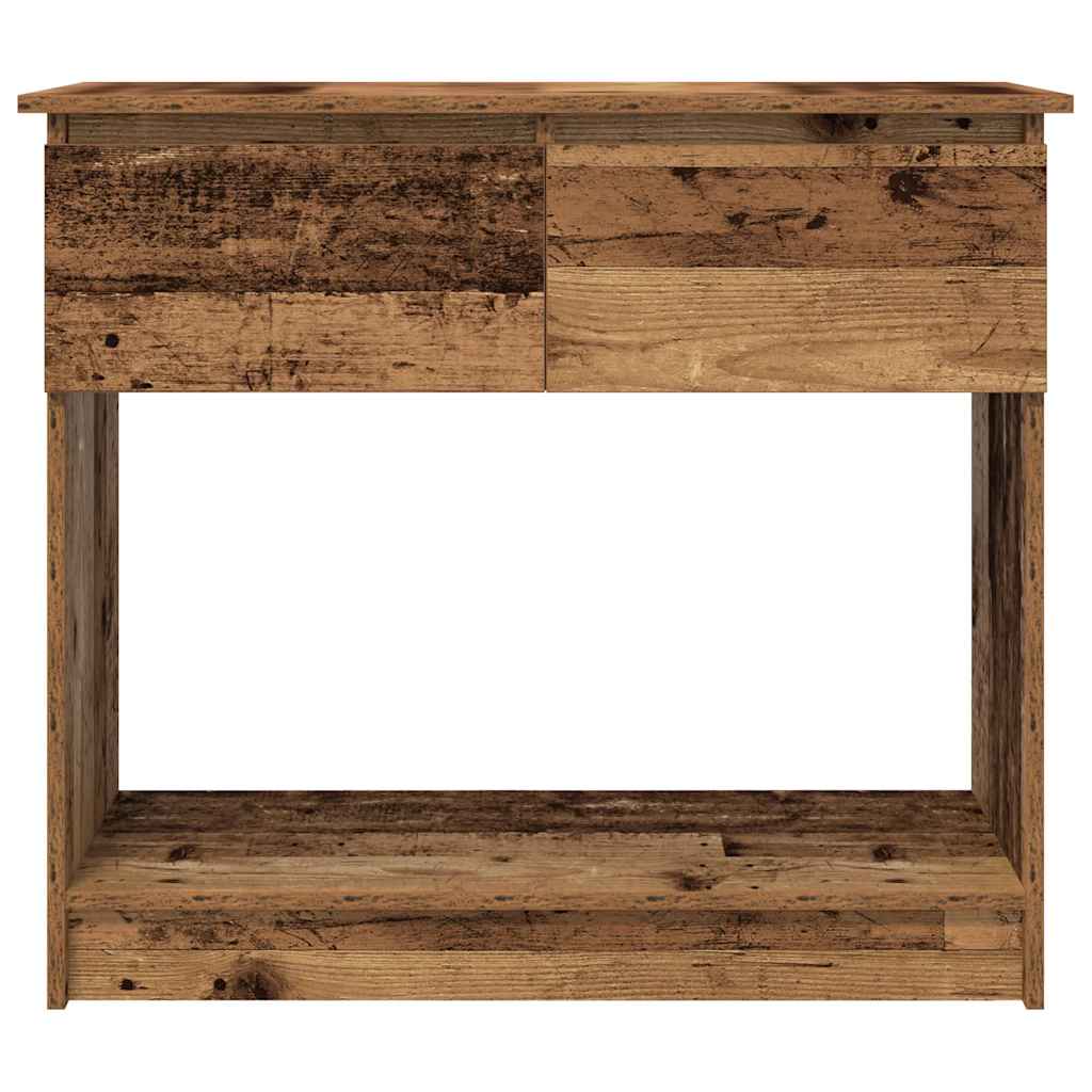 Table console avec tiroirs vieux bois 85,5x38,5x74,5 cm