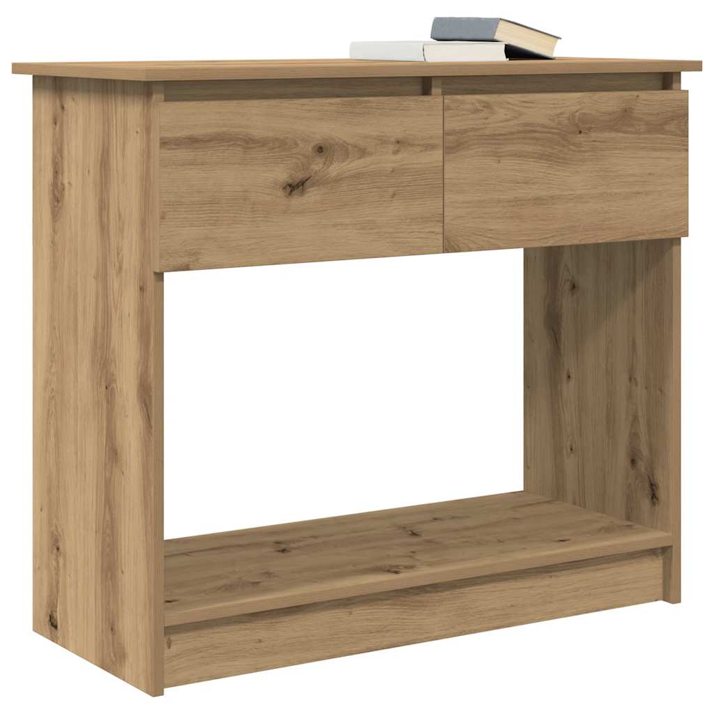 Table console avec tiroirs chêne artisanal 85,5x38,5x74,5 cm