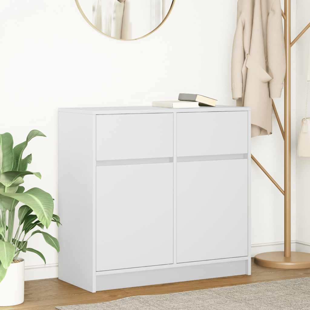 Sideboard with drawer white 80x34x76 cm engineered wood