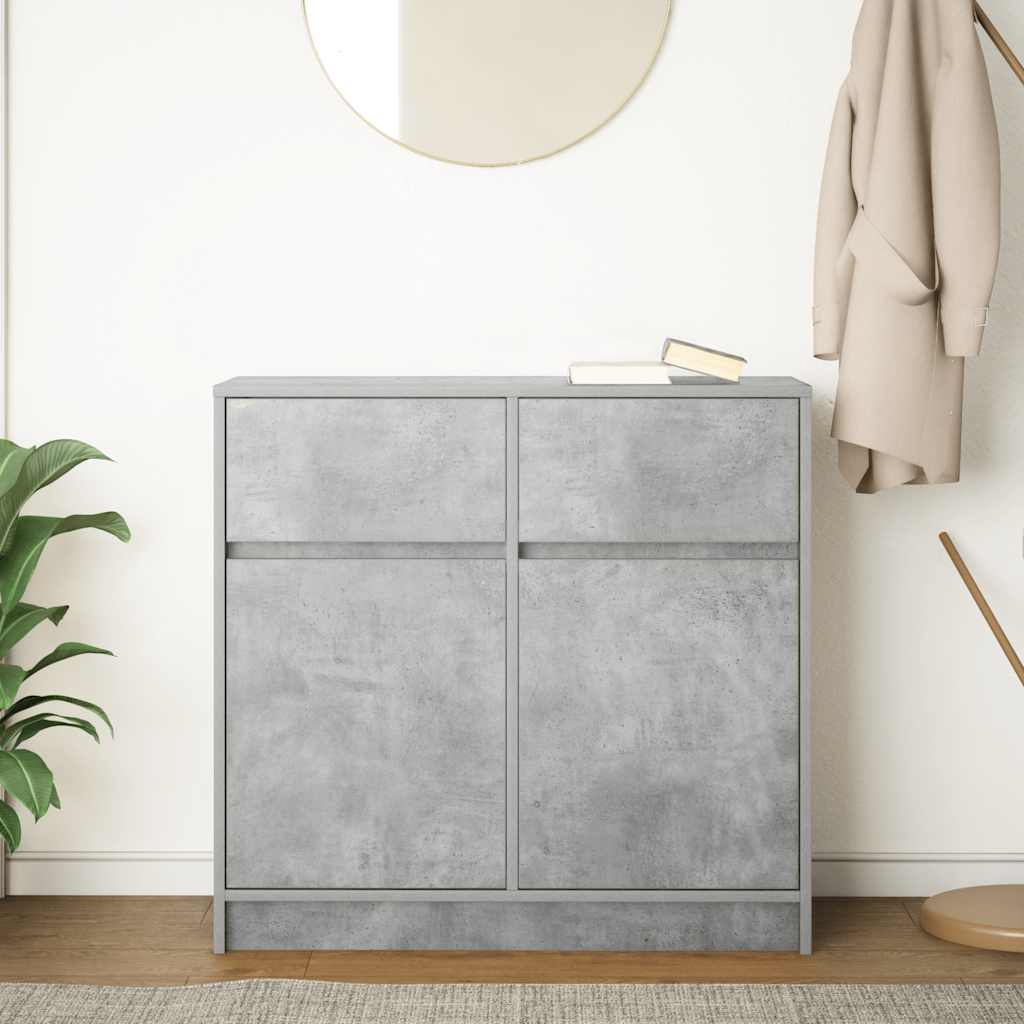 Sideboard with drawer concrete gray 80x34x76 cm engineered wood