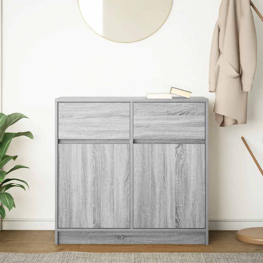 Sideboard with drawer sonoma gray 80x34x76 cm engineered wood