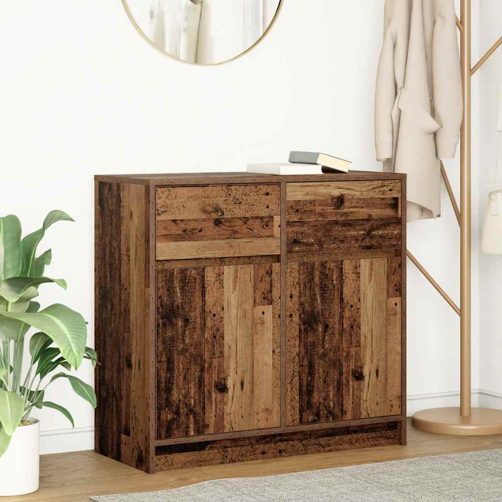 Sideboard with drawer old wood 80x34x76 cm engineered wood