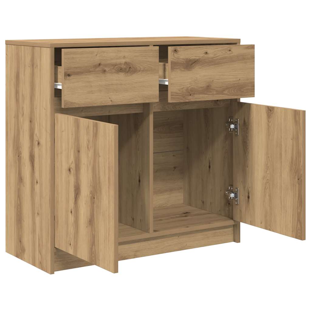 Buffet avec tiroir chêne artisanal 80x34x76cm bois d'ingénierie