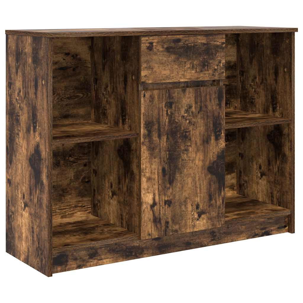 Buffet avec tiroir chêne fumé 101x35x76 cm bois d'ingénierie