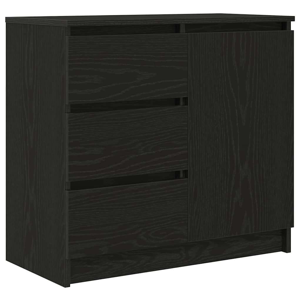 Buffet avec tiroir chêne noir 71x35x65 cm bois d'ingénierie