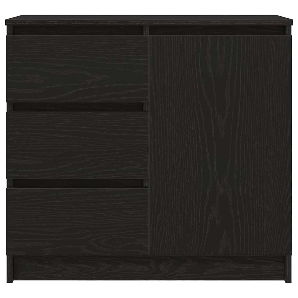 Buffet avec tiroir chêne noir 71x35x65 cm bois d'ingénierie