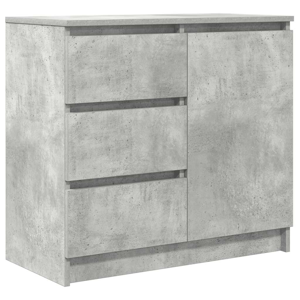 Buffet avec tiroir gris béton 71x35x65 cm bois d'ingénierie