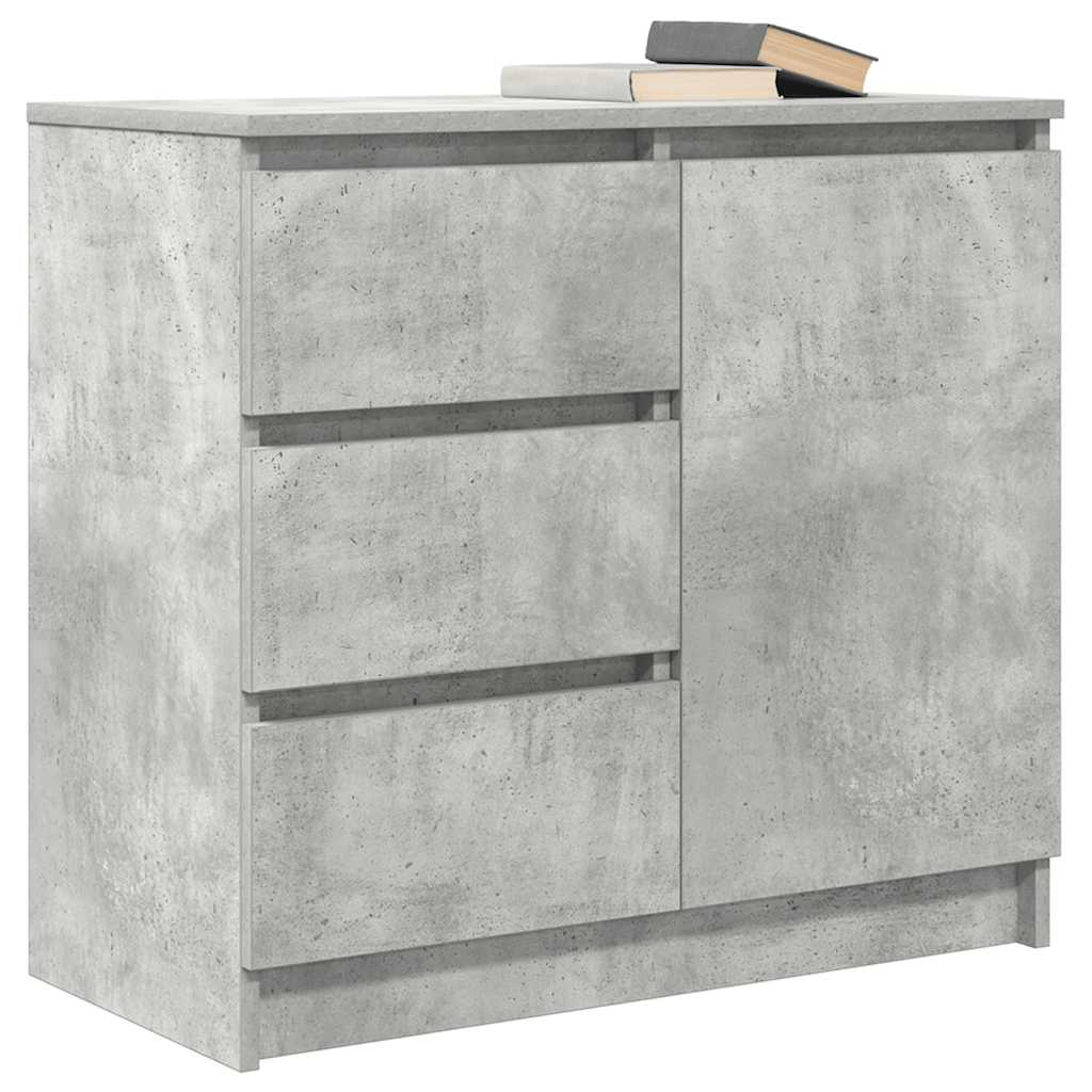 Buffet avec tiroir gris béton 71x35x65 cm bois d'ingénierie