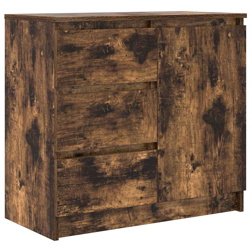 Buffet avec tiroir chêne fumé 71x35x65 cm bois d'ingénierie