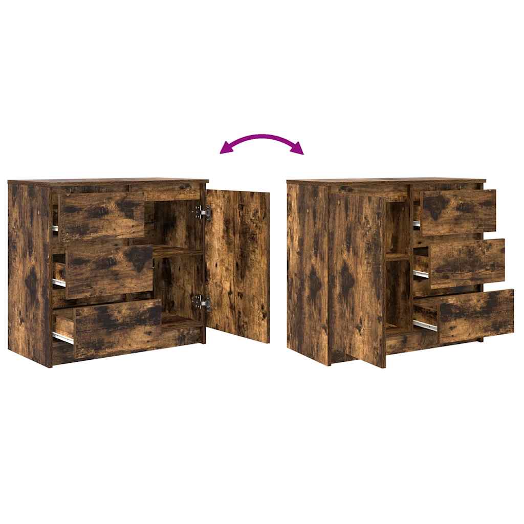 Buffet avec tiroir chêne fumé 71x35x65 cm bois d'ingénierie