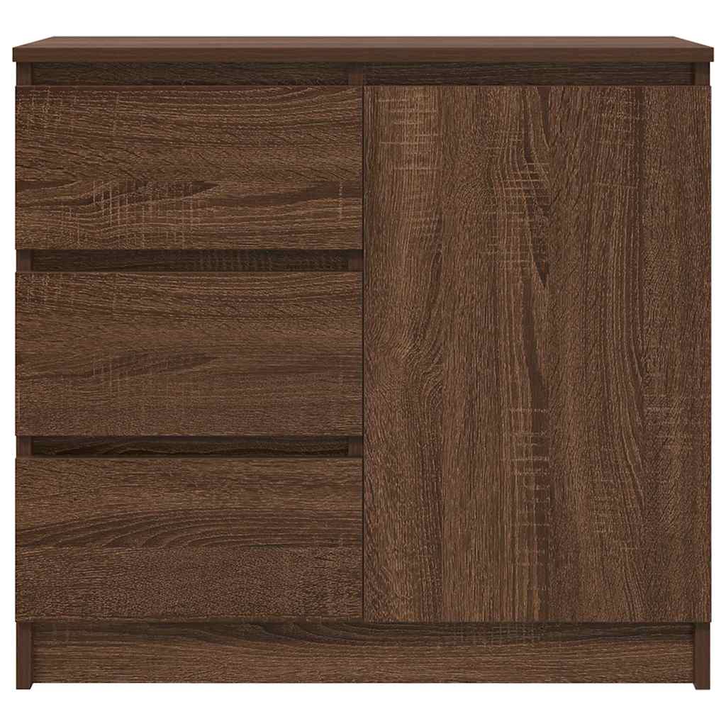 Buffet avec tiroir chêne brun 71x35x65 cm bois d'ingénierie