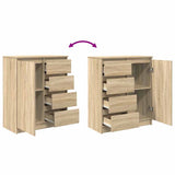 Buffet avec tiroirs chêne sonoma 71x35x84 cm bois d'ingénierie