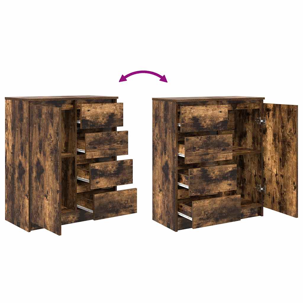 Buffet avec tiroirs chêne fumé 71x35x84 cm bois d'ingénierie