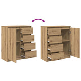 Buffet avec tiroirs chêne artisanal 71x35x84 cm bois ingénierie