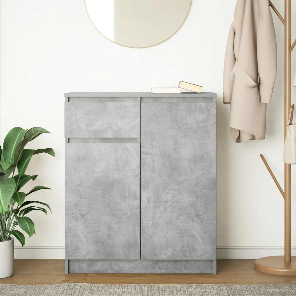 Sideboard with drawer concrete gray 71x35x84 cm engineered wood