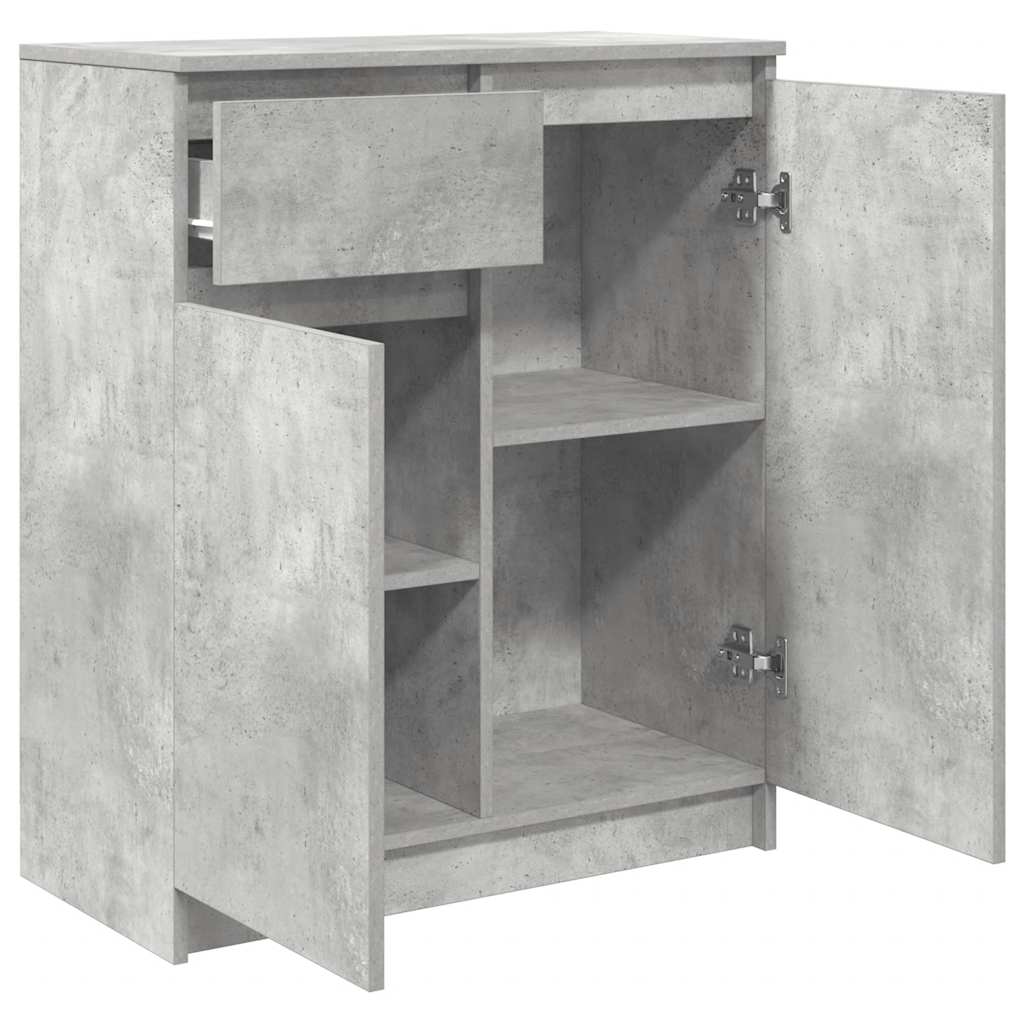 Buffet avec tiroir gris béton 71x35x84 cm bois d'ingénierie