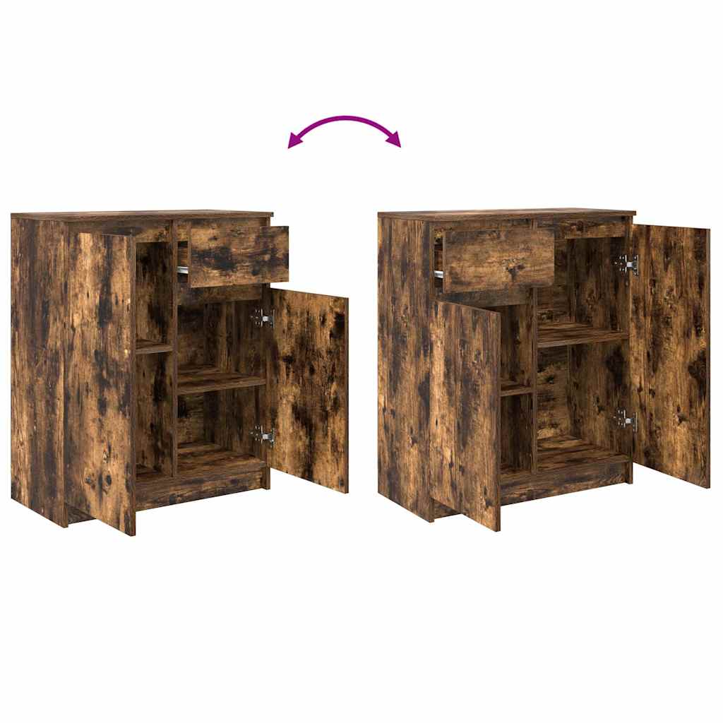 Buffet avec tiroir chêne fumé 71x35x84 cm bois d'ingénierie