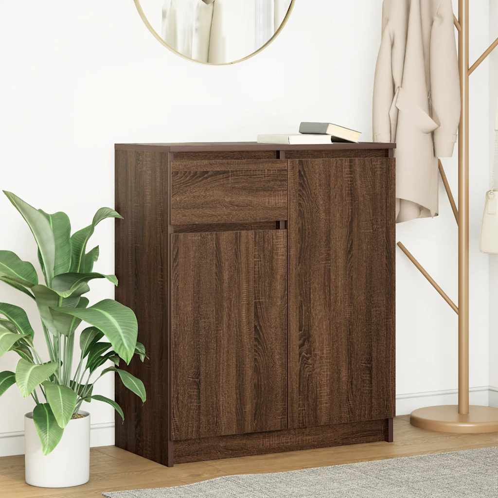 Sideboard with drawer brown oak 71x35x84 cm engineered wood