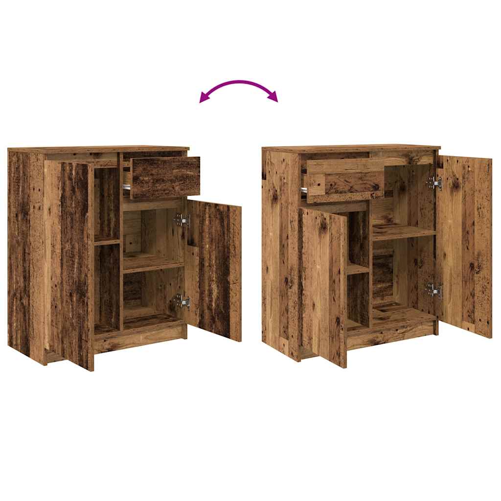 Buffet avec tiroir vieux bois 71x35x84 cm bois d'ingénierie