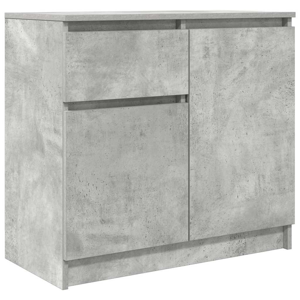 Buffet avec tiroir gris béton 71x35x65 cm bois d'ingénierie