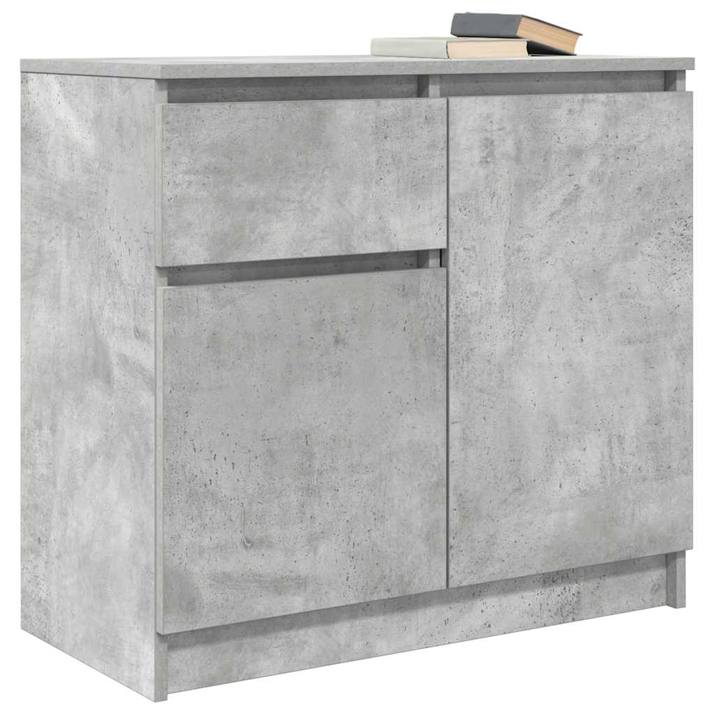 Buffet avec tiroir gris béton 71x35x65 cm bois d'ingénierie