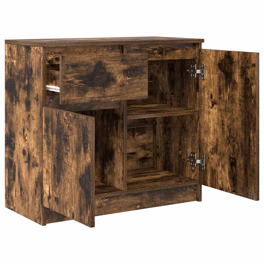 Buffet avec tiroir chêne fumé 71x35x65 cm bois d'ingénierie