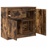 Buffet avec tiroir chêne fumé 71x35x65 cm bois d'ingénierie