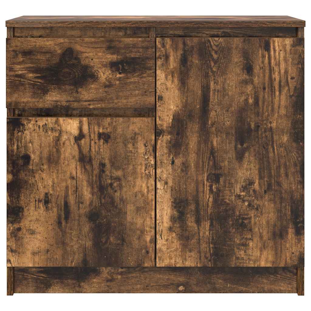 Buffet avec tiroir chêne fumé 71x35x65 cm bois d'ingénierie