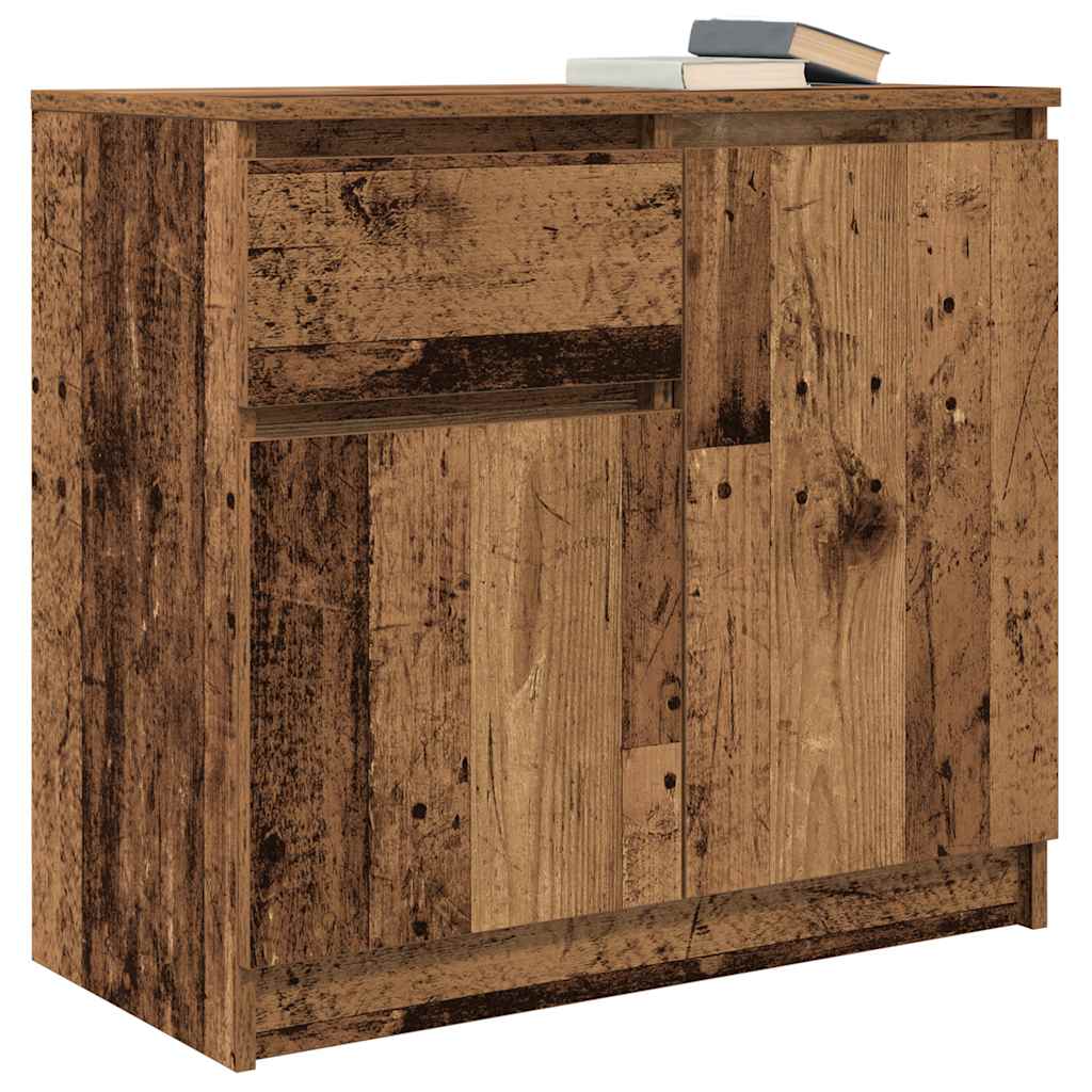 Buffet avec tiroir vieux bois 71x35x65 cm bois d'ingénierie