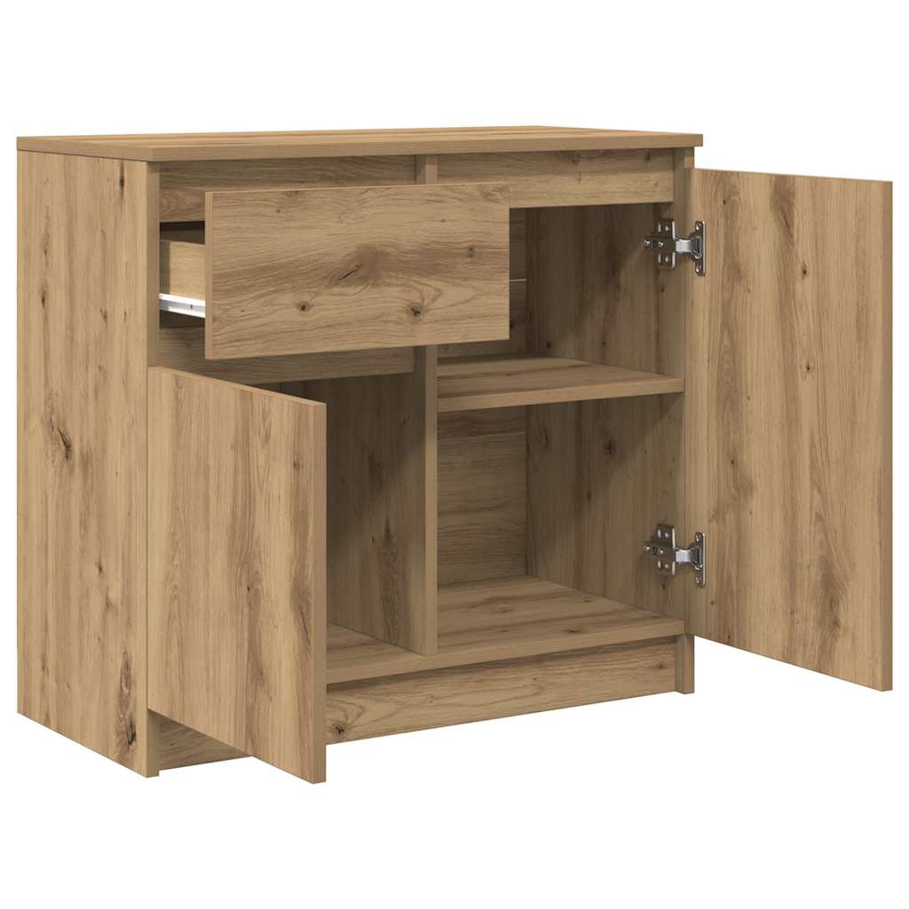 Buffet avec tiroir chêne artisanal 71x35x65 cm bois ingénierie