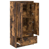 Armoire avec tiroir chêne fumé 55,5x34x119,5 cm bois ingénierie