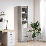 High sideboard concrete gray 37.5x35x180 cm engineered wood