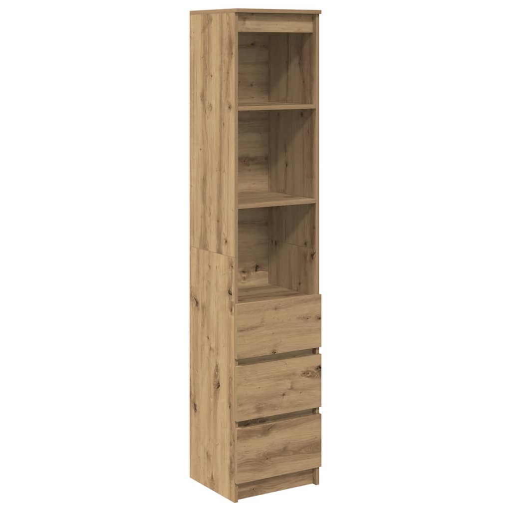 Buffet haut chêne artisanal 37,5x35x180 cm bois d'ingénierie