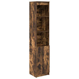 Buffet haut chêne fumé 37,5x35x180 cm bois d'ingénierie