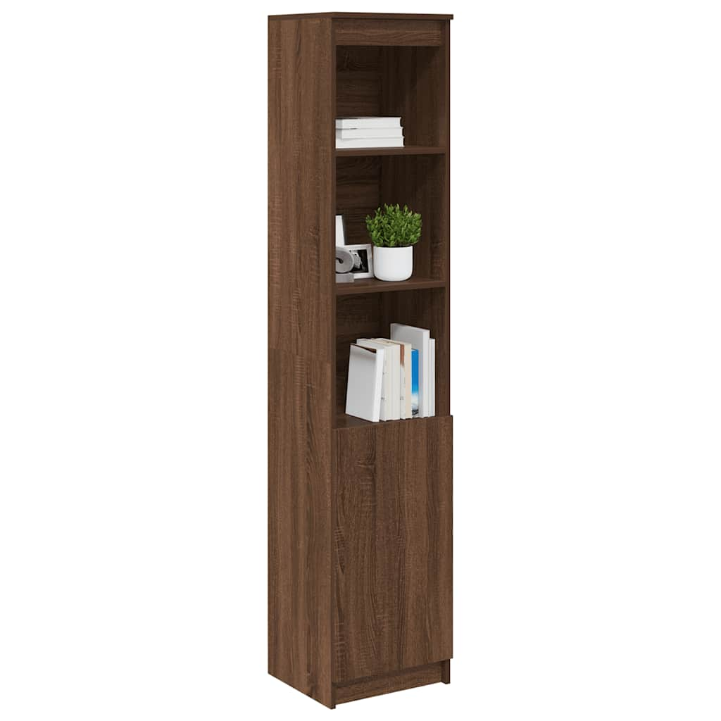 Buffet haut chêne marron 37,5x35x180 cm bois d'ingénierie