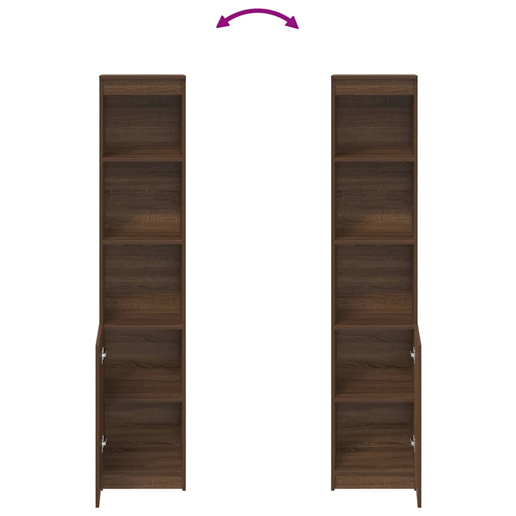 Buffet haut chêne marron 37,5x35x180 cm bois d'ingénierie