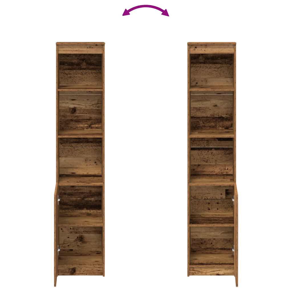 Buffet haut 37,5x35x180 cm vieux bois bois d'ingénierie