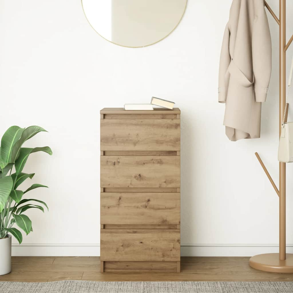 Handcrafted oak sideboard 37.5x35x76 cm engineered wood