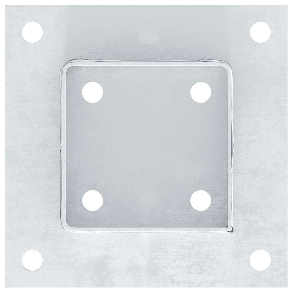 Bases de poteau carrées 4 pcs argent 81x81 mm acier galvanisé